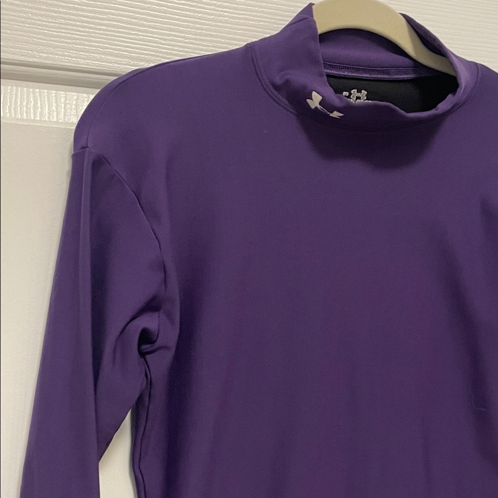Under Armour Purple Compression Layer Warm! Mock Neck Youth Large football
